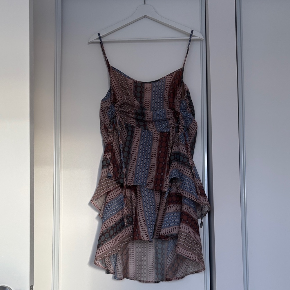 🏝️☀️Vacation Boho Print Ruffle Hem Mini Dress
